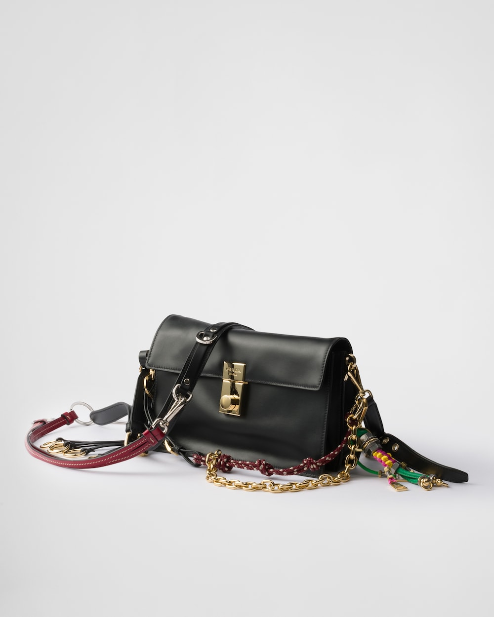 Prada Soft Sound Small Leather Shoulder Bag With Charms - Image 2